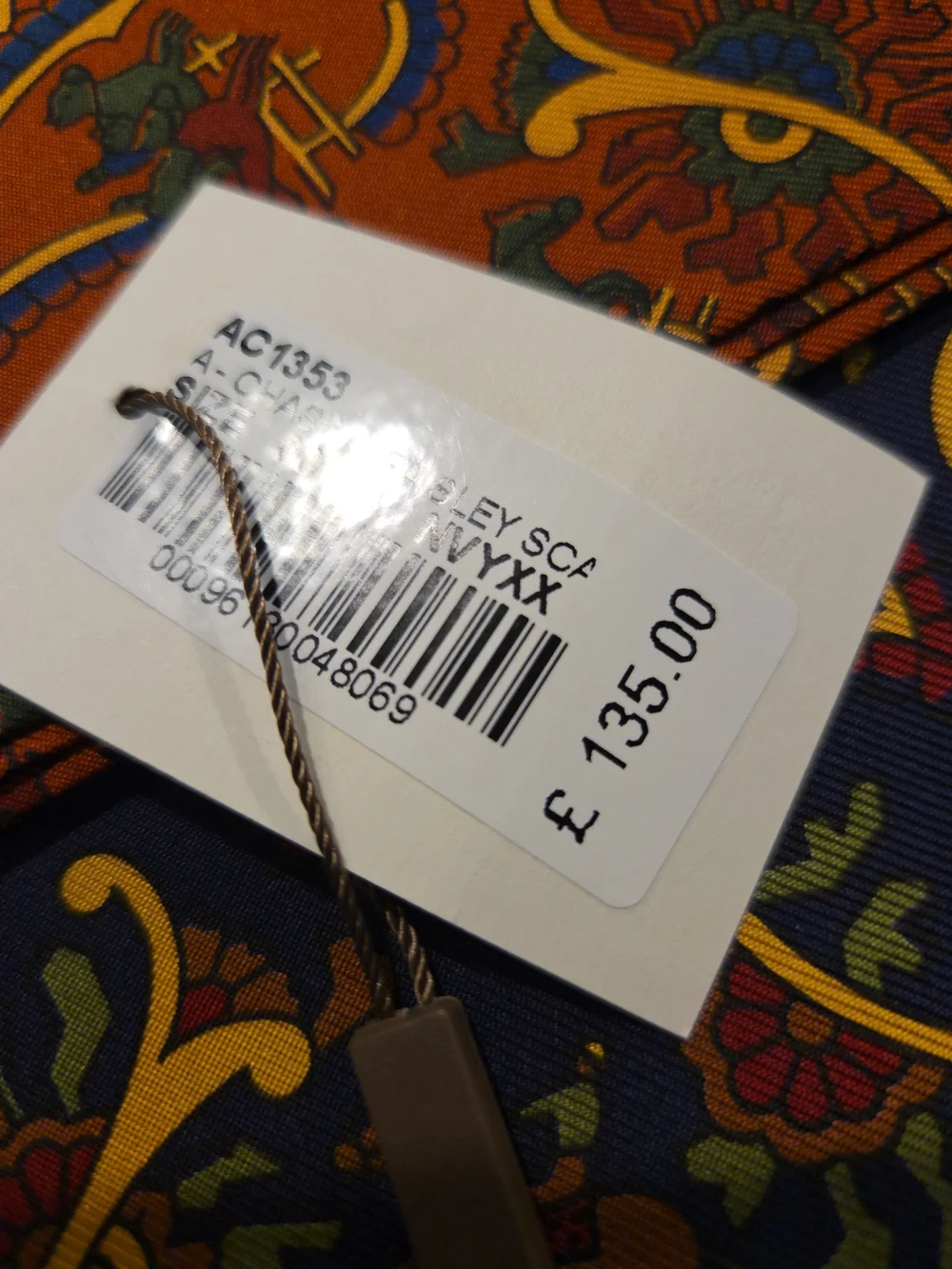 Burberry Orange Multicolor Paisley Silk Scarf